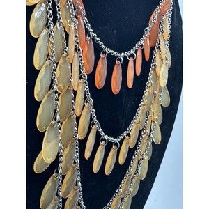 New Charlie Necklace 4 Multi Strand Tiered Flirty Shiny Movement Lucite Drops